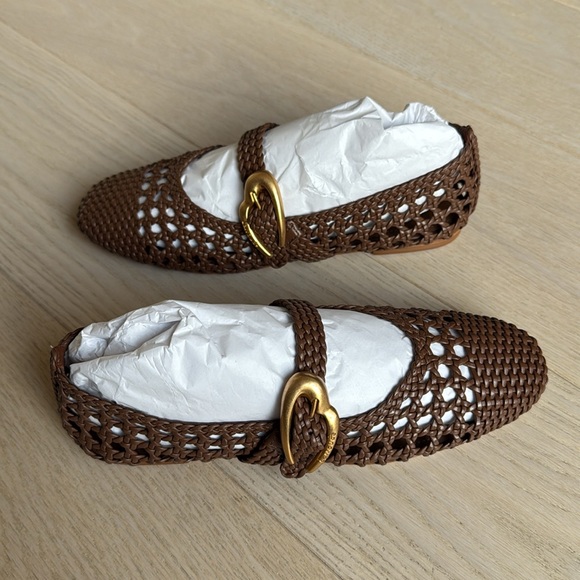 Larroudé Verona Macrame Ballet Flat In Burnt Umber Leather Size 7 NWT Shoes - Picture 5 of 16